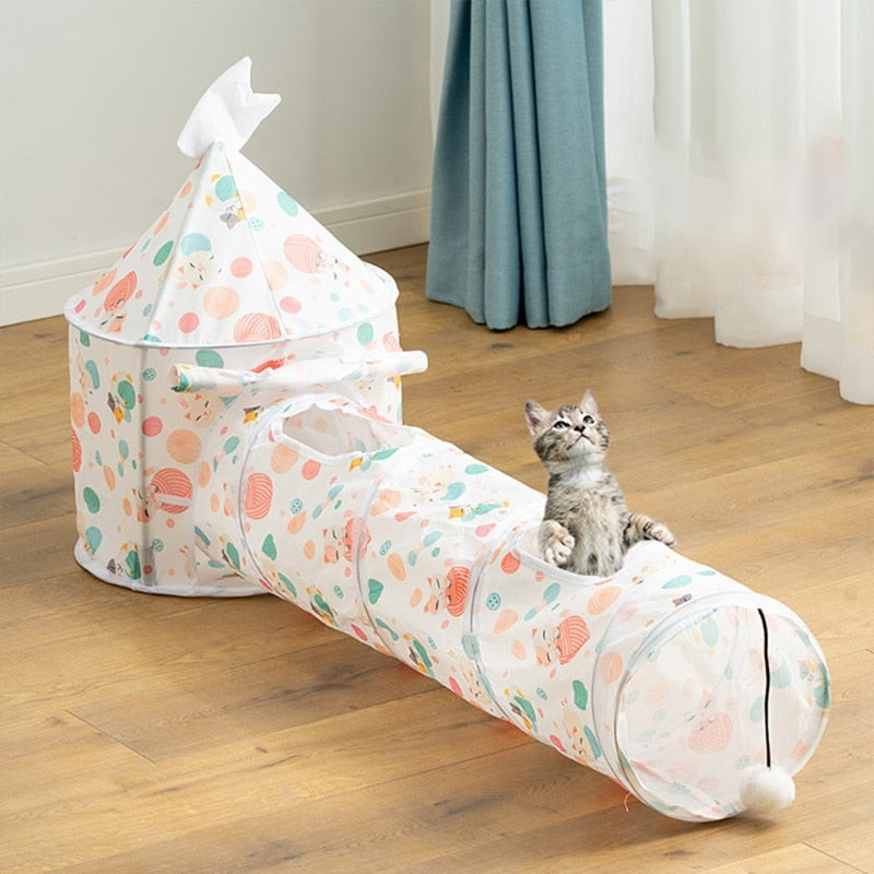 Foldable Soft Cat Fun Tunnel