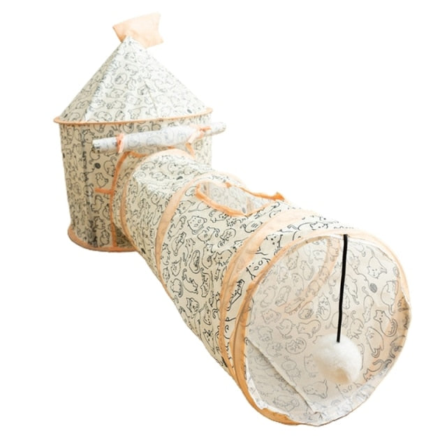 Foldable Soft Cat Fun Tunnel