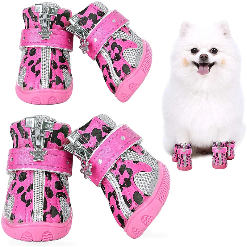 Soft Leather Reflective Small Dog Shoes