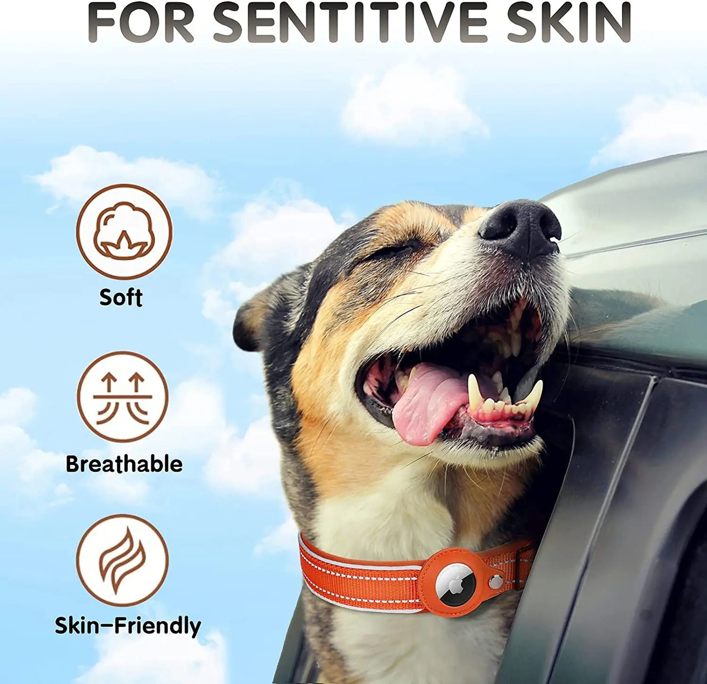 Reflective Heavy Duty AirTag Dog Collar