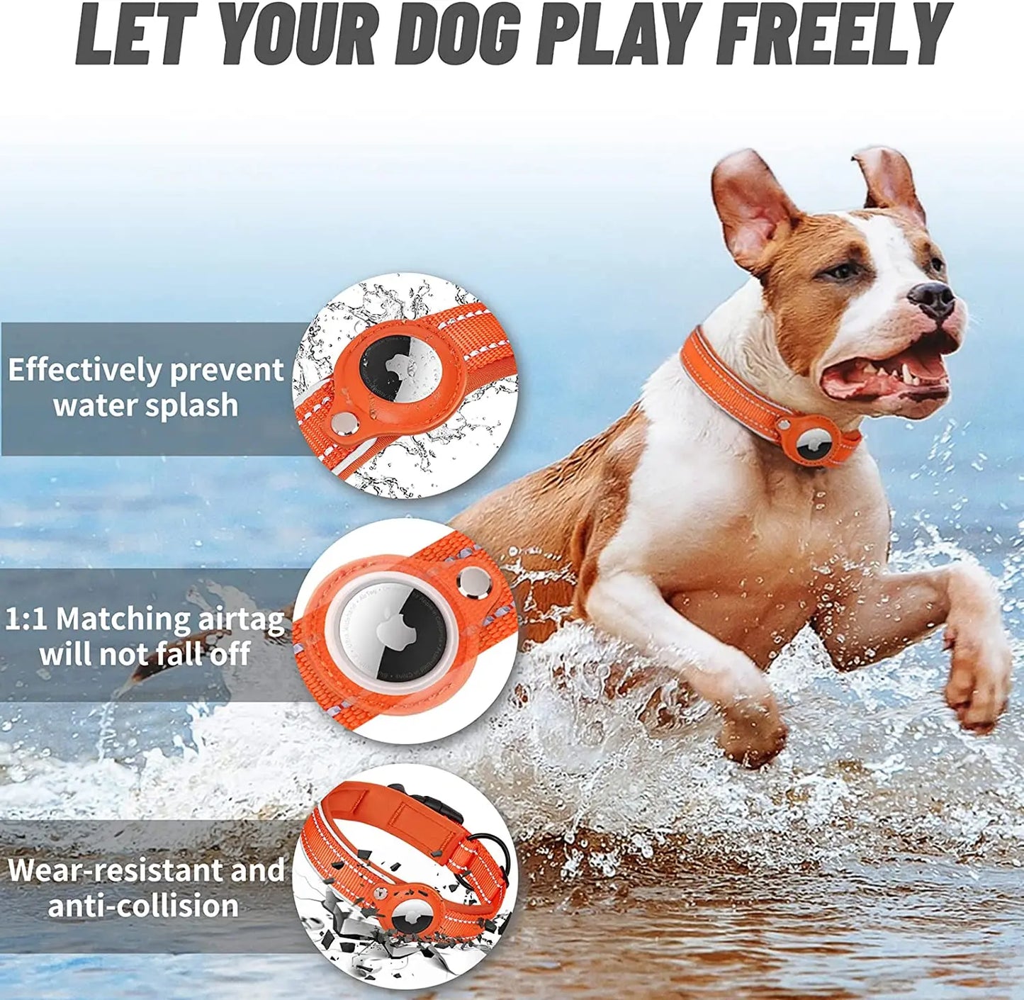 Reflective Heavy Duty AirTag Dog Collar