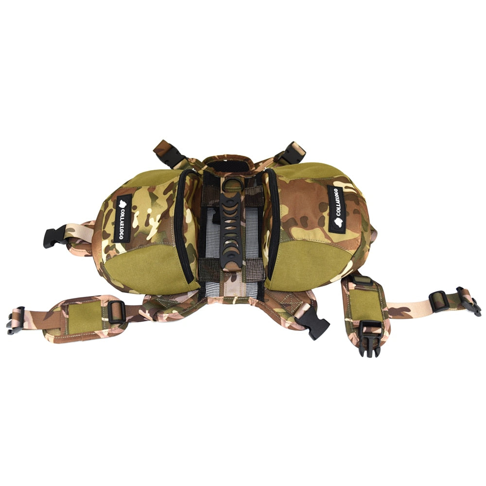 Camouflage Oxford Dog Saddlebag Harness