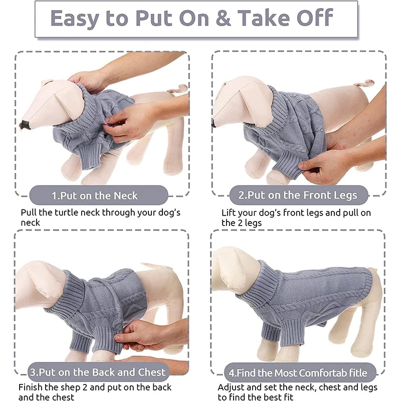 Classic Turtleneck Thick Warm Dog Sweater