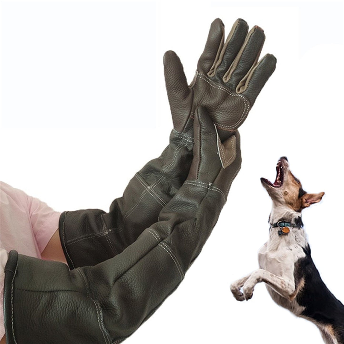 Cowhide Leather Anti Grasping Dog Protective Gloves