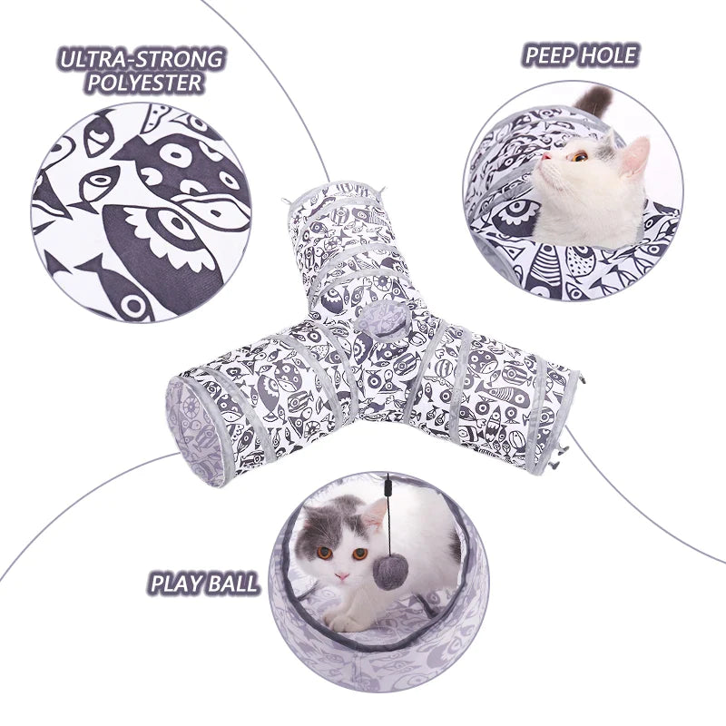 3 Holes Interactive Pet Cat Tunnel