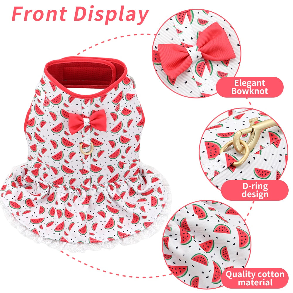 Cute Printed Dog Harness And Leash