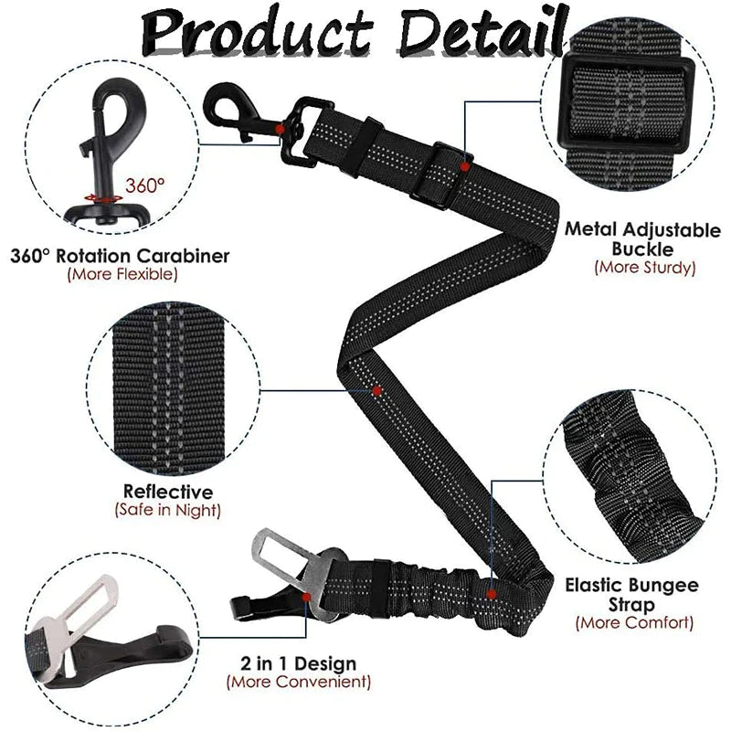 2 In 1 Latch Bar Bungee Dog Car Seat Belt