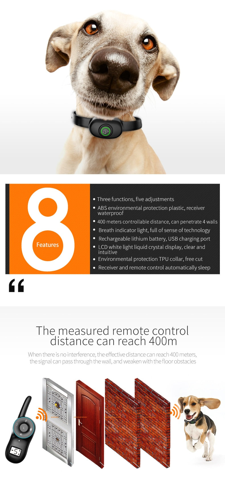 400m Anti Bark Dog Training Collar