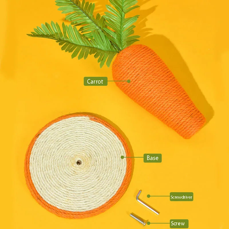 Cute Carrot Cat Climbing Post