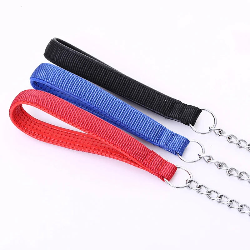 PU Leather Handle Metal Dog Leash
