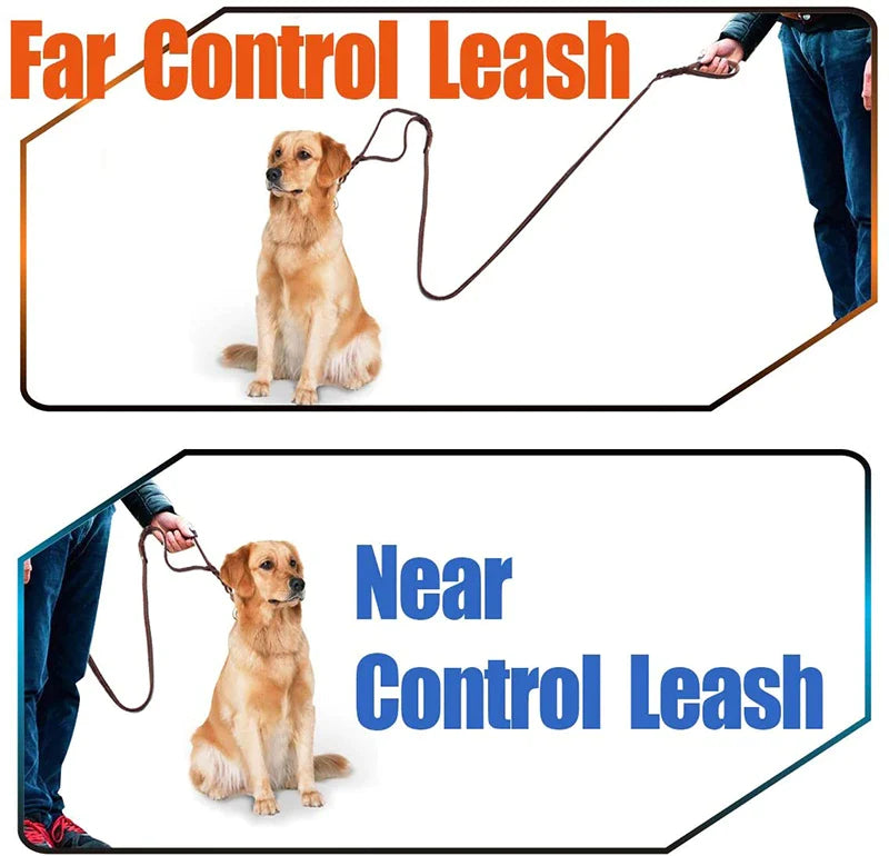 2 Padded Traffic Handles Leather Dog Leash