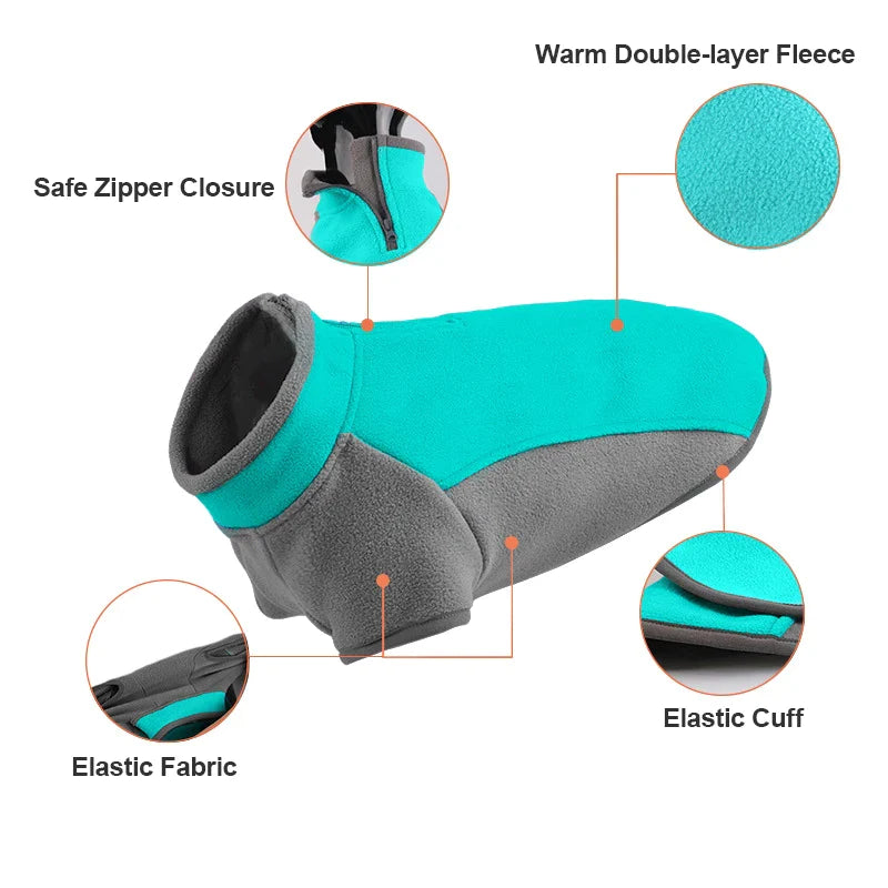 Half Zip Warm Winter Fleece Dog Jacket