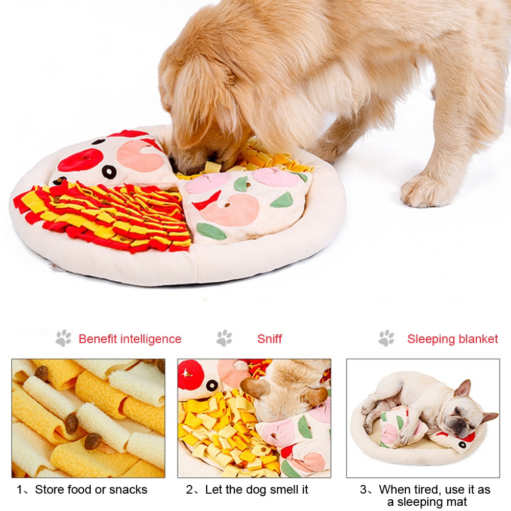 Fleece Round Pizza Dog Snuffle Mat