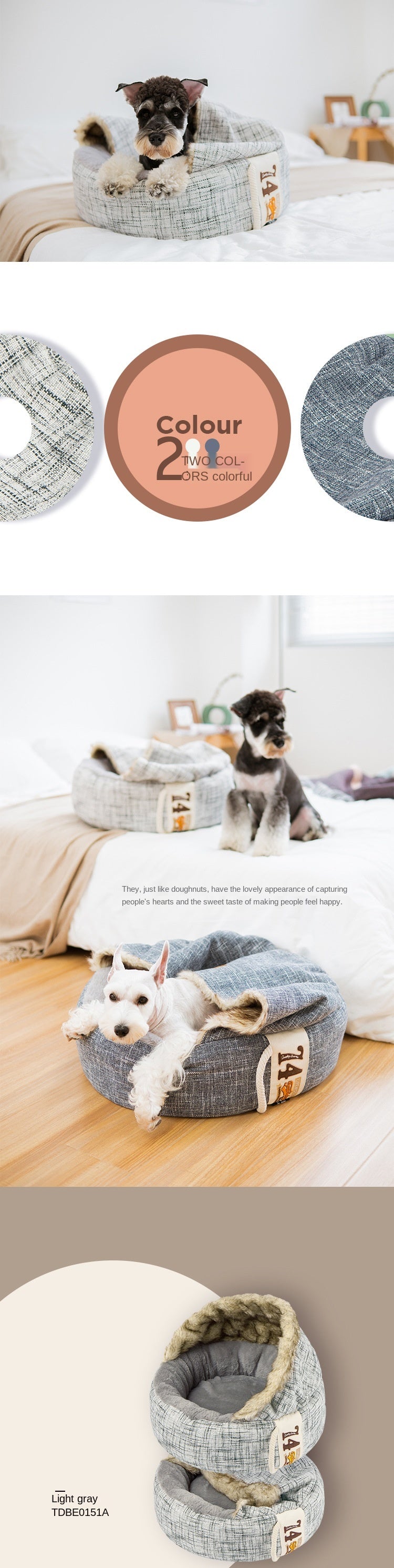 Luxury Warm Plush Doughnut Pet Bed
