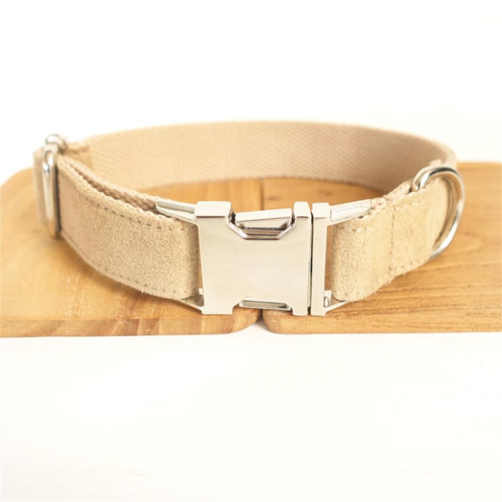 SOFT KHAKI Suede Fabric Dog Collar