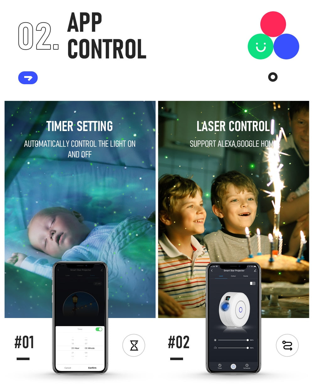 APP Control Galaxy Starry Projector