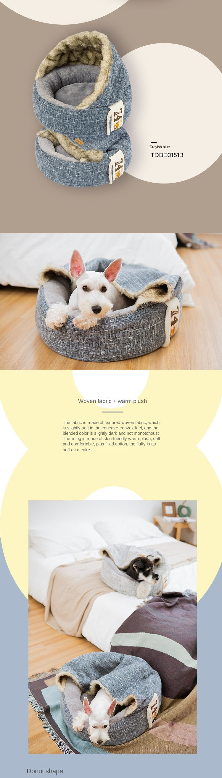 Luxury Warm Plush Doughnut Pet Bed