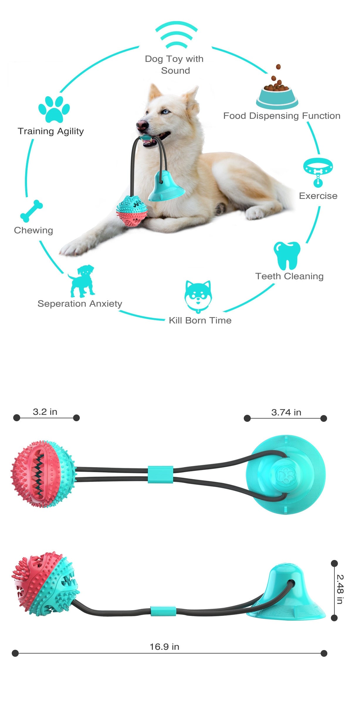 Dog Rope Pull Toy with Suction Cup