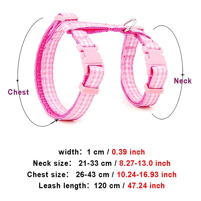 Dot & Plaid Cat Harness & Leash
