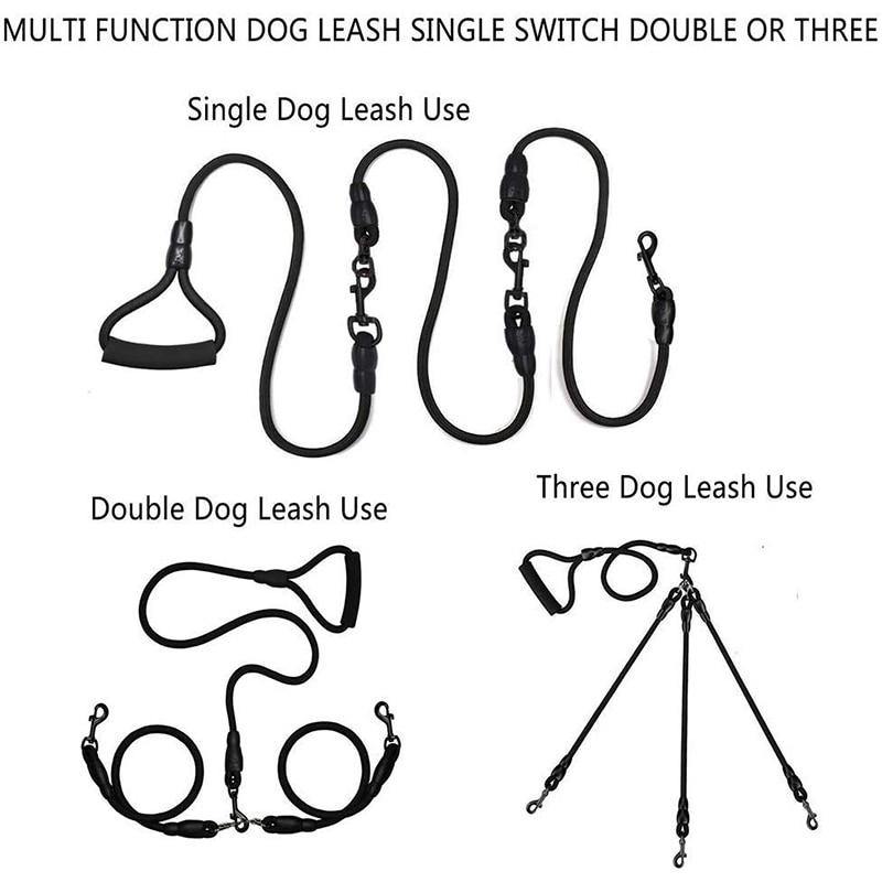 3 in 1 Heavy Duty Dual / Triple Dog Leash - Bark ‘n’ Paws