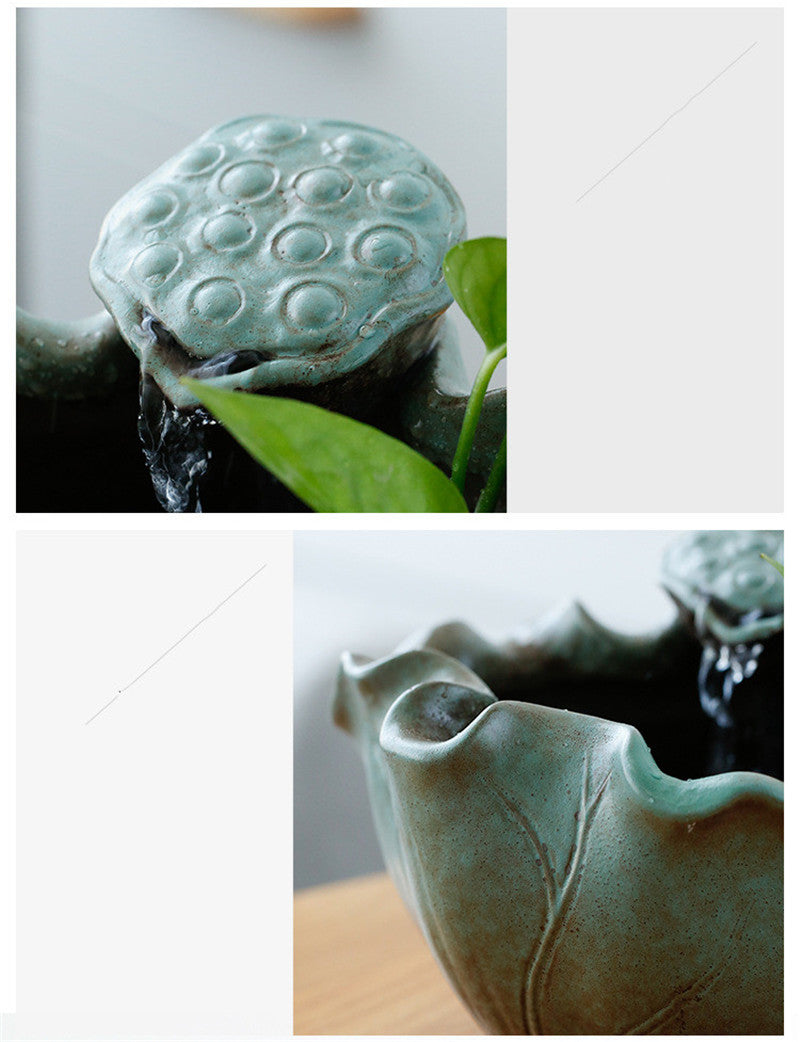 Green Lotus Ceramic Pet Water Fountain