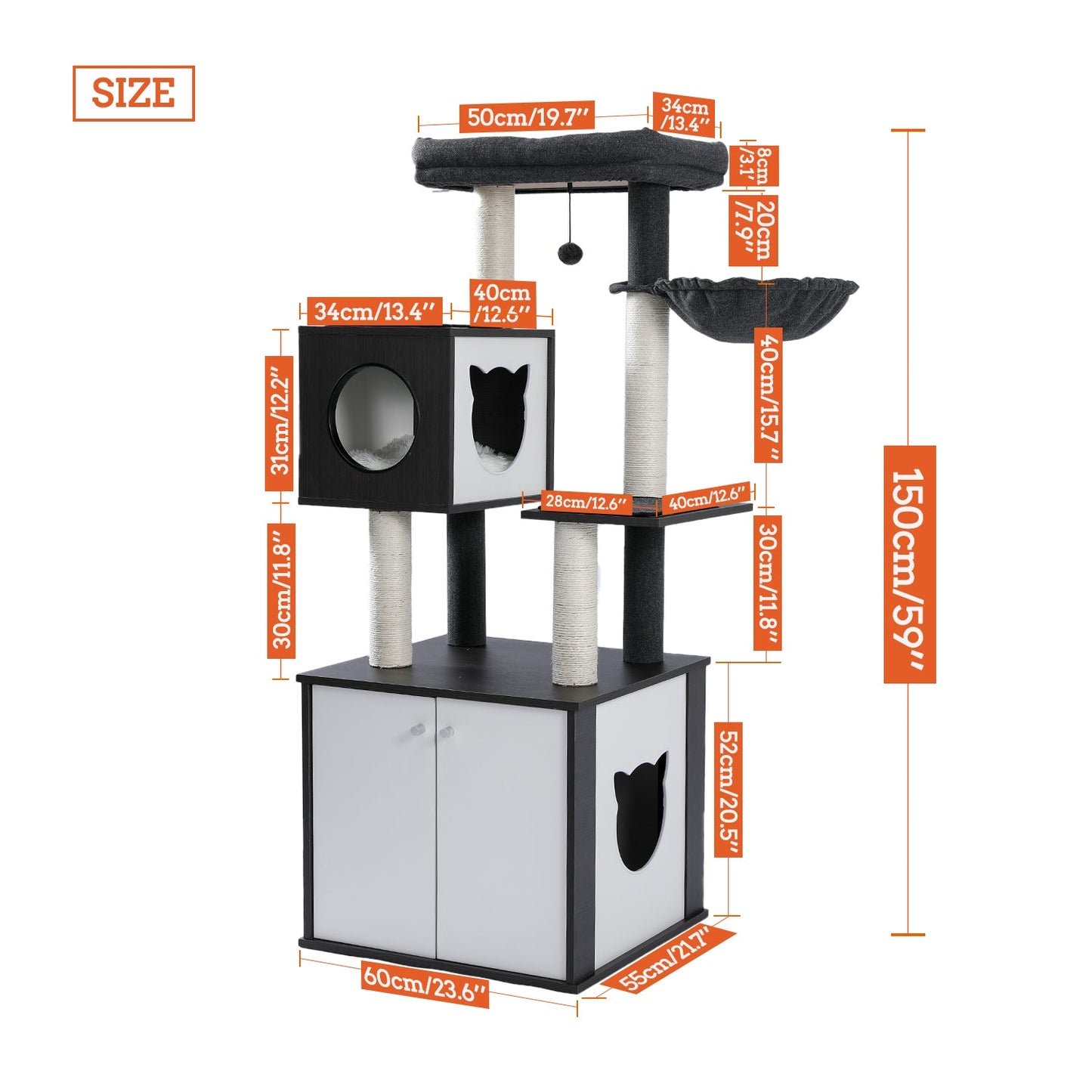Luxury Cat Tree Tower With Cabinet