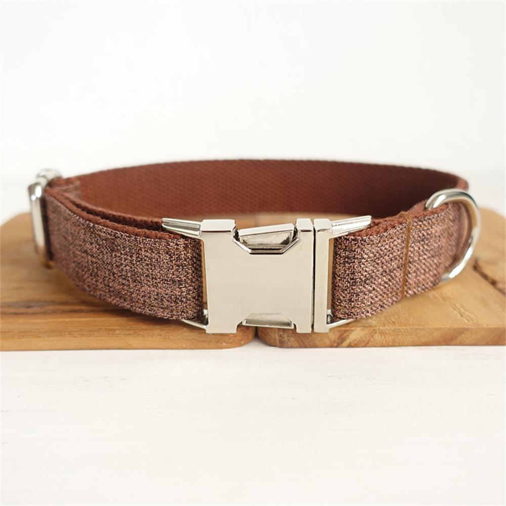 BROWN SUIT Linen Fiber Dog Collar