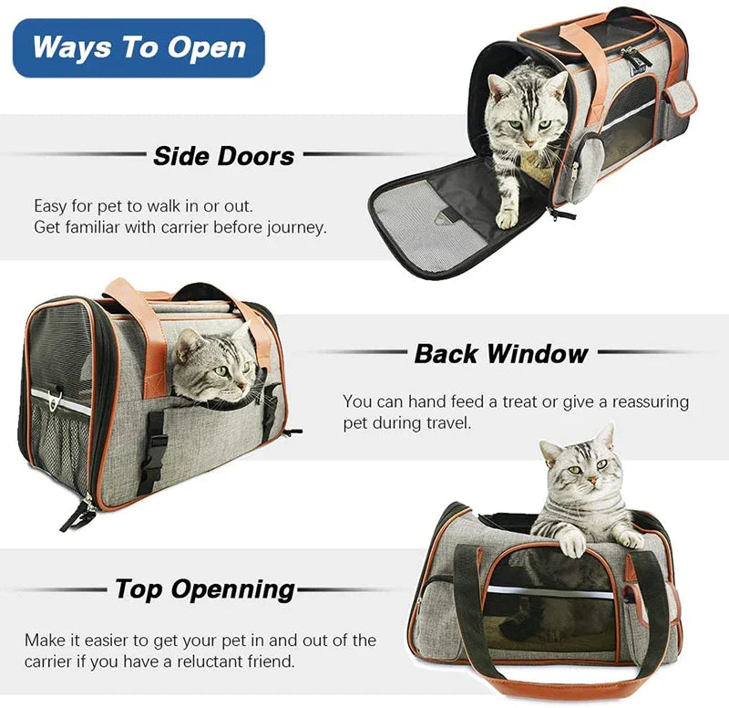 PU Handle Lockable Dog Carrier