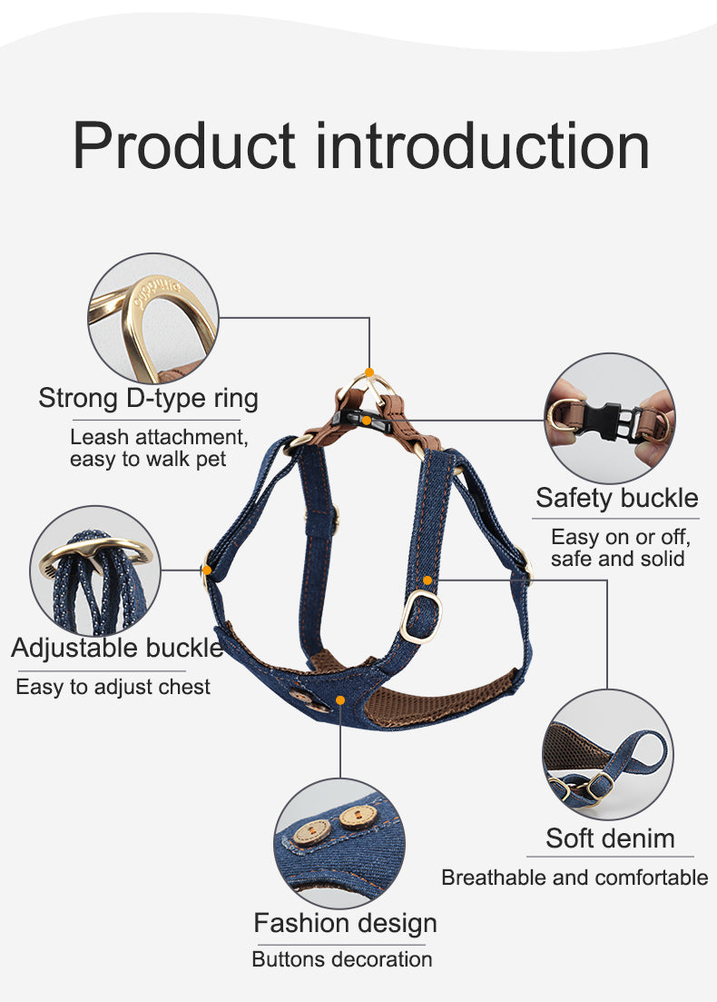 Fashion Denim Dog Vest Harness
