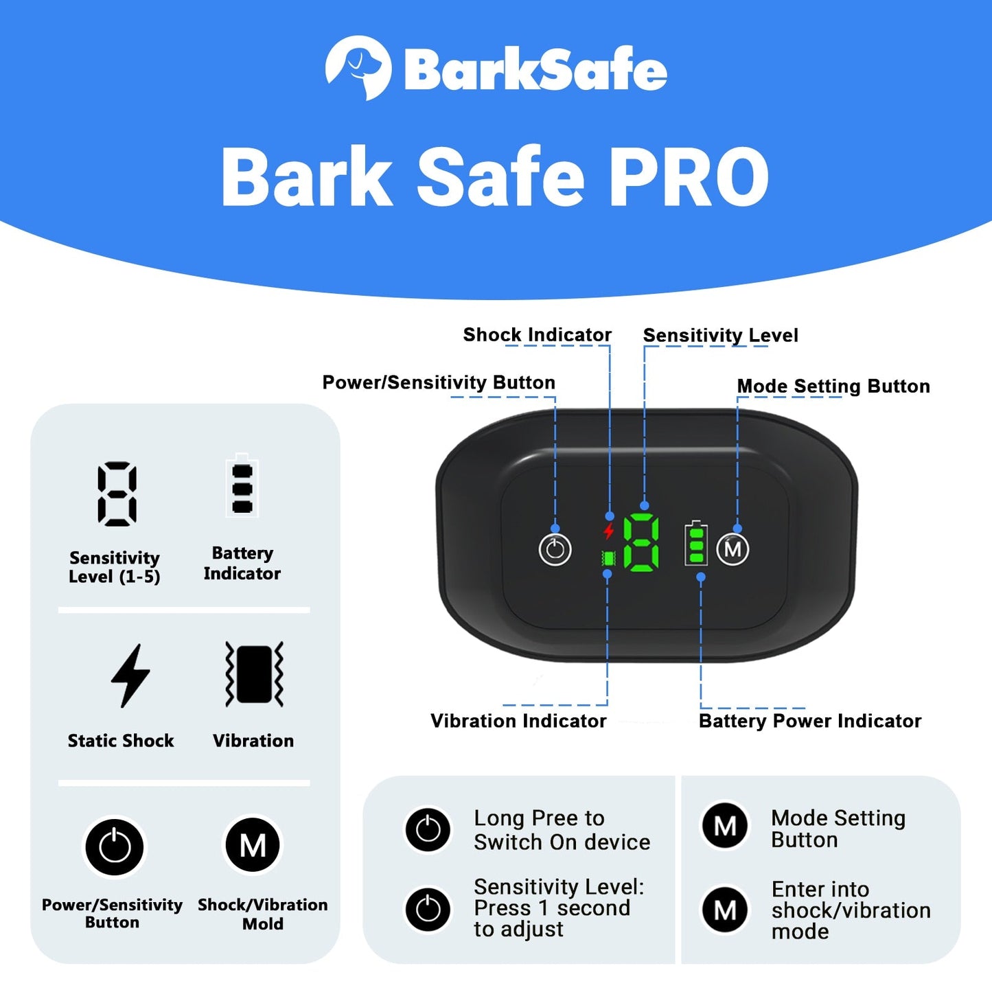 3 Effective Training Modes Anti-Barking Collar