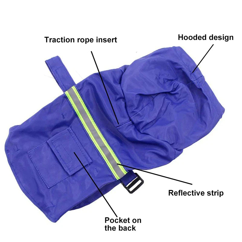 PU Leather Hooded Dog Raincoat