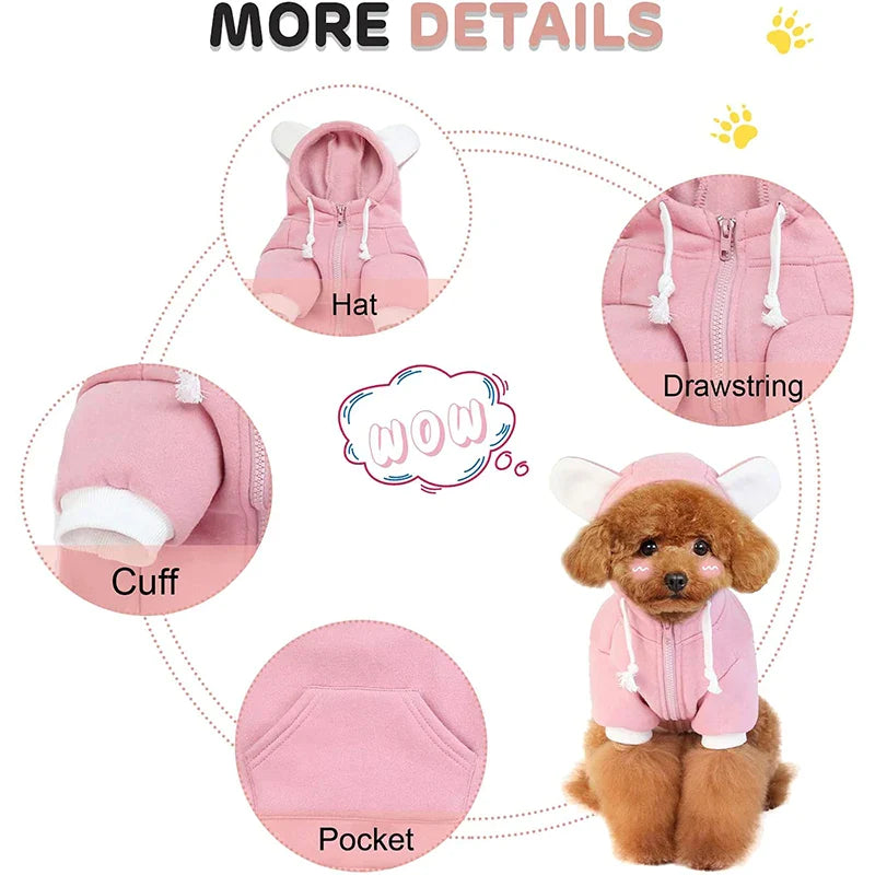 Bunny Ear Small Dog Hooded Sweatshirt