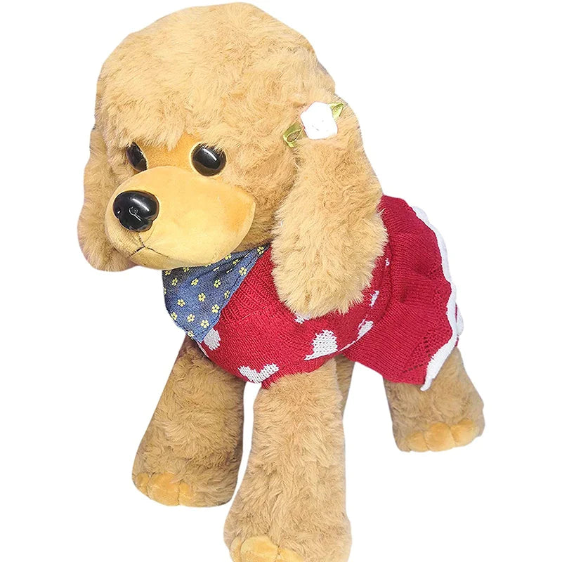Cute Heart Puppy Knitted Dress