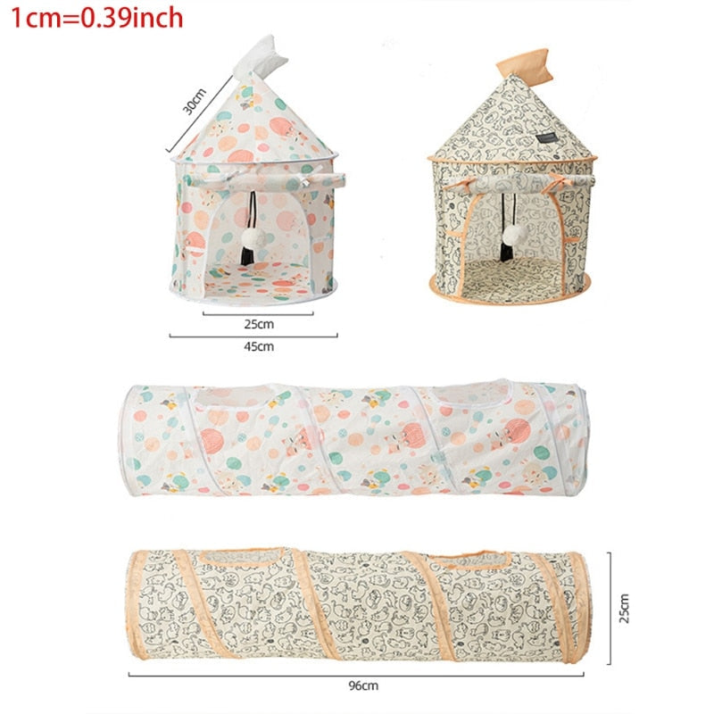 Foldable Soft Cat Fun Tunnel