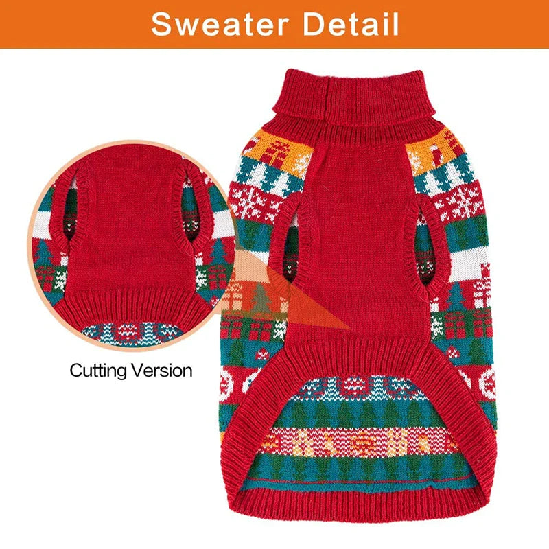 Snowflake Patterns Knitted Dog Sweater