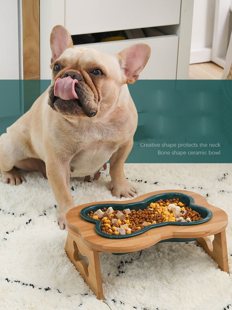 Ceramic Bone Shape Dog Eating Bowl