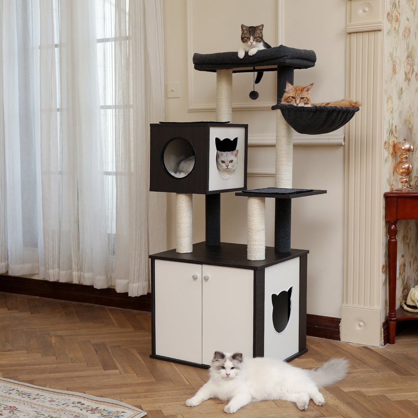 Luxury Cat Tree Tower With Cabinet