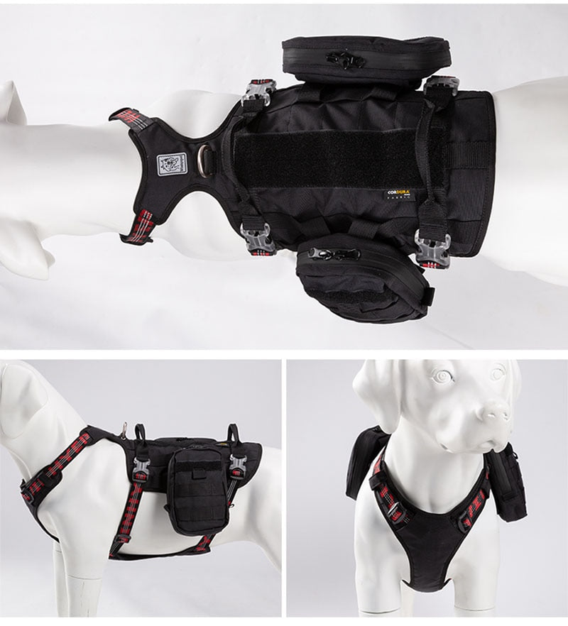 Dog Tactical Waterproof Saddle Bag Harness