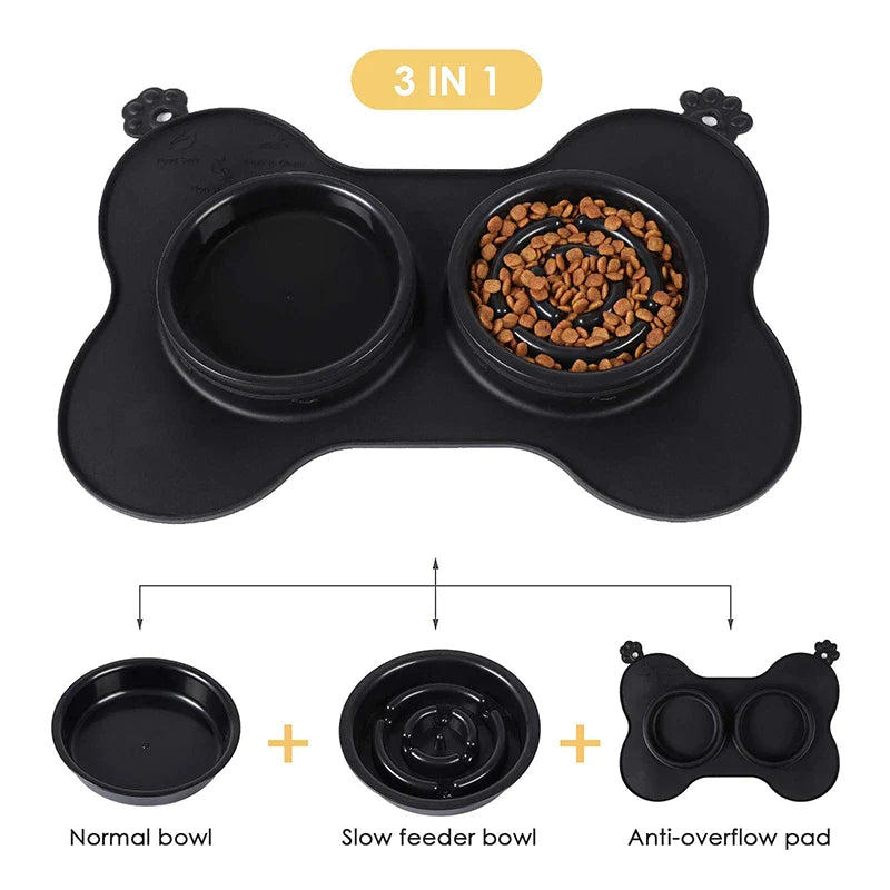 Anti-skid No Spill Double Dog Bowls