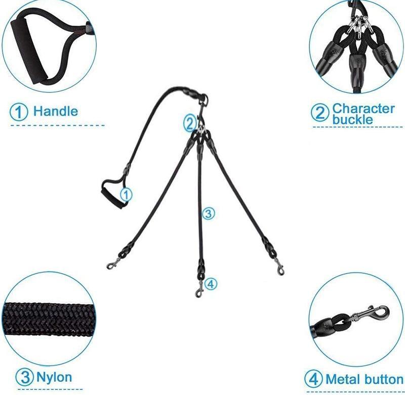 3 in 1 Heavy Duty Dual / Triple Dog Leash - Bark ‘n’ Paws