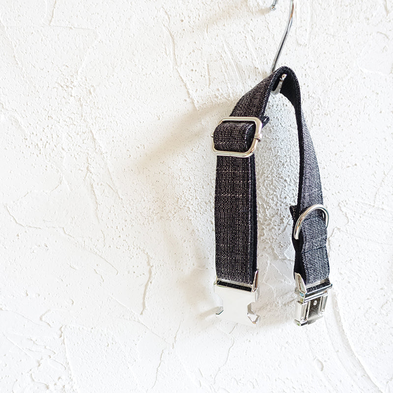 BLACK SUIT Linen Fiber Dog Collar
