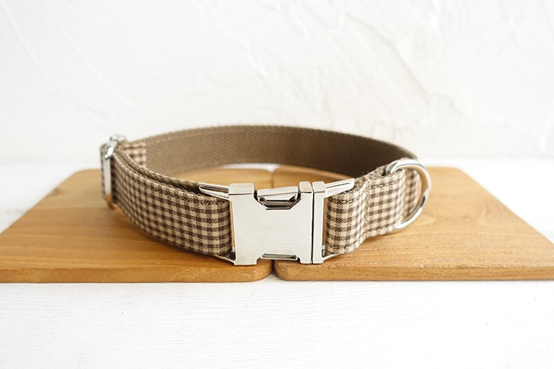 THE COFFEE Plaid Dog Collar