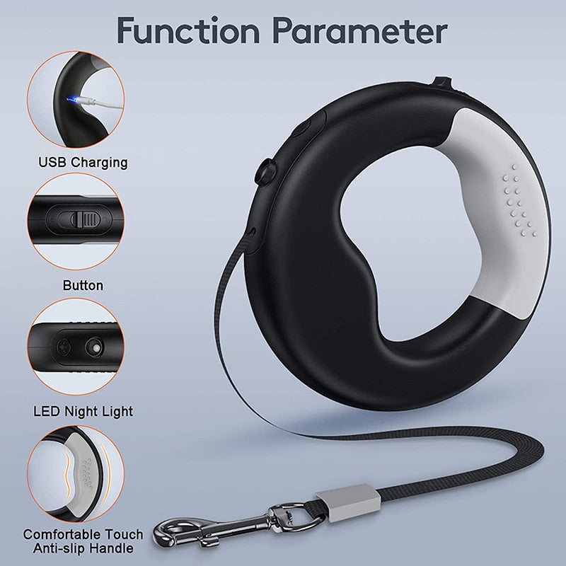 USB LED Retractable Dog Leash