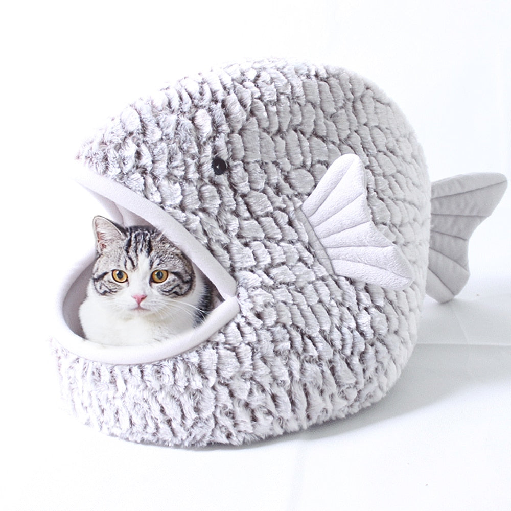 Fish Shape Cat Warm Soft Bed