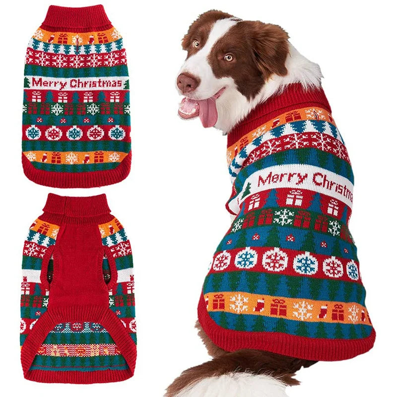 Snowflake Patterns Knitted Dog Sweater