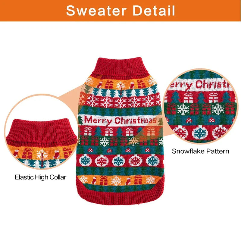 Snowflake Patterns Knitted Dog Sweater