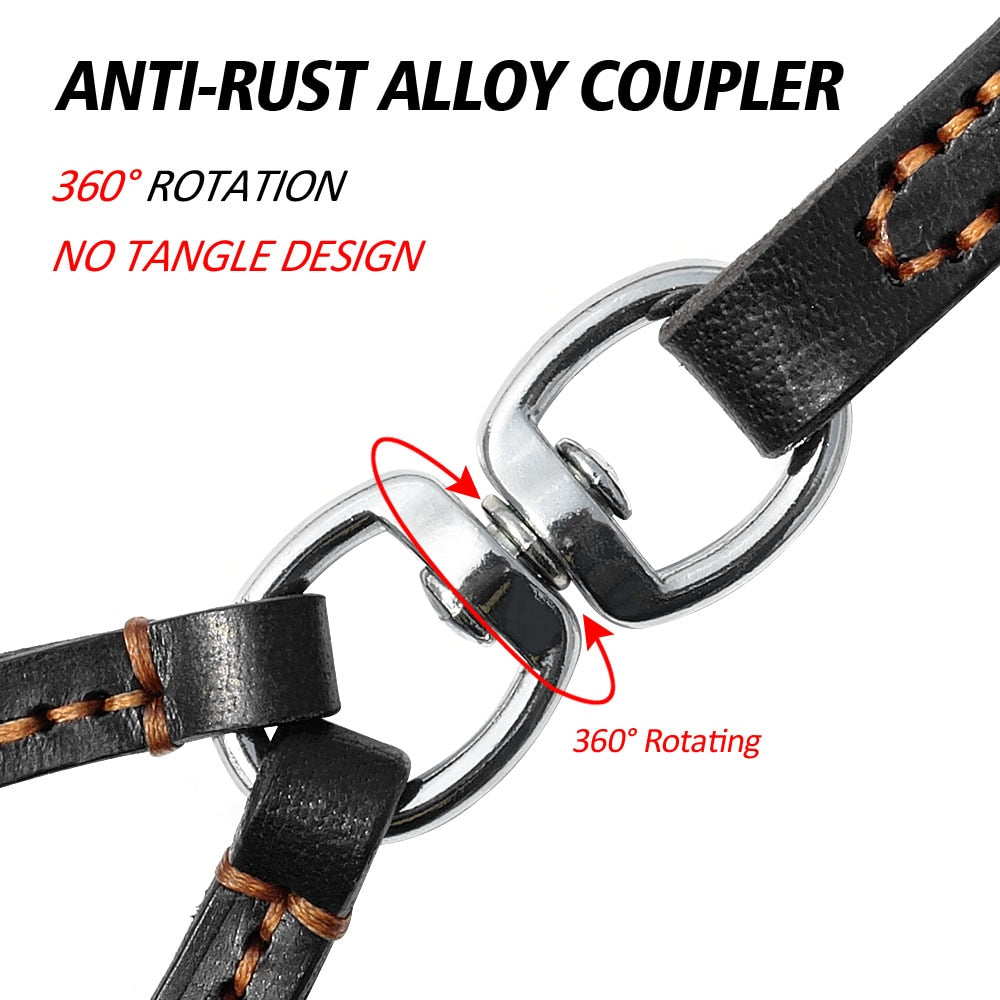 Leather 2 Ways Dog Double Leads