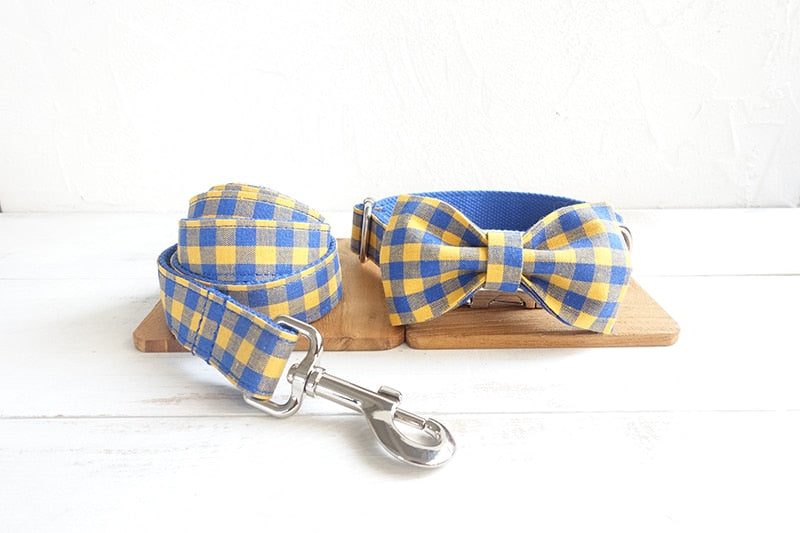 THE BLUE YELLOW Plaid Dog Collar