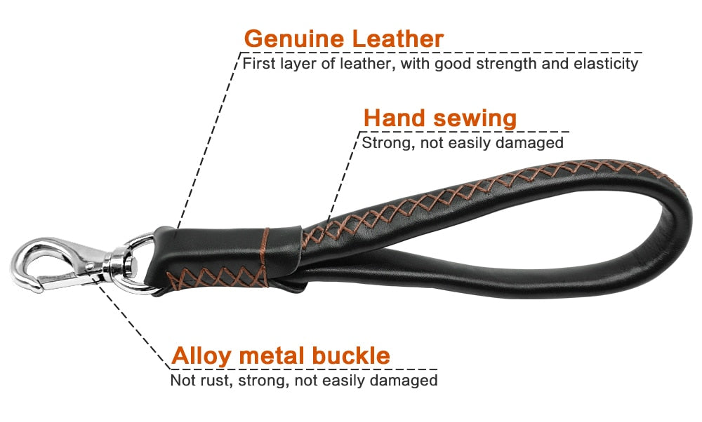 Genuine Leather Short Dog Leash
