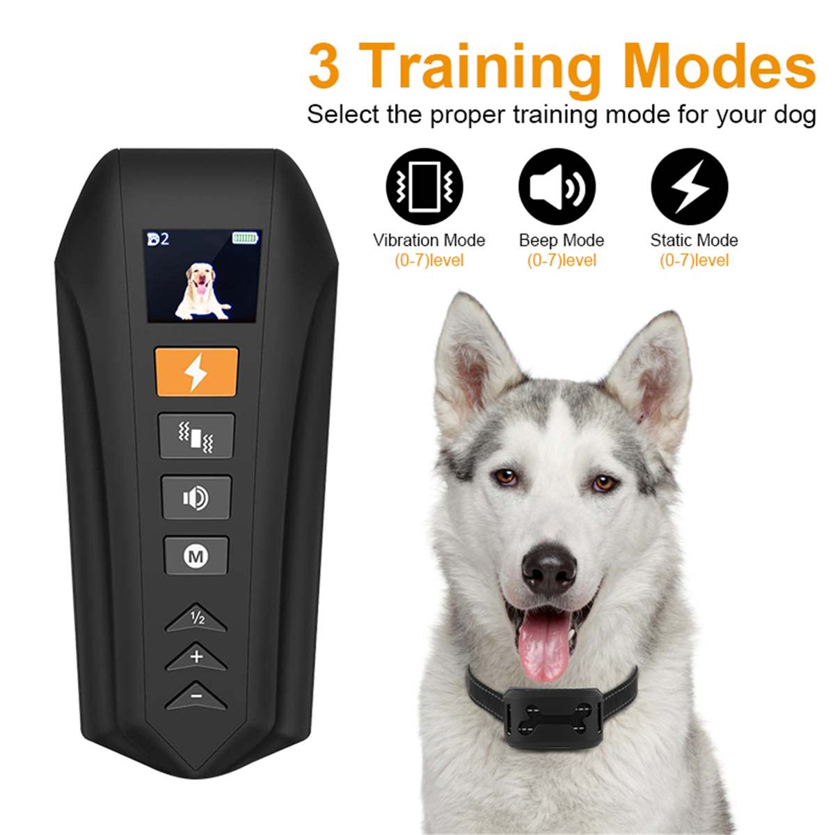 350m Shock Vibration IP67 Waterproof Dog Collar